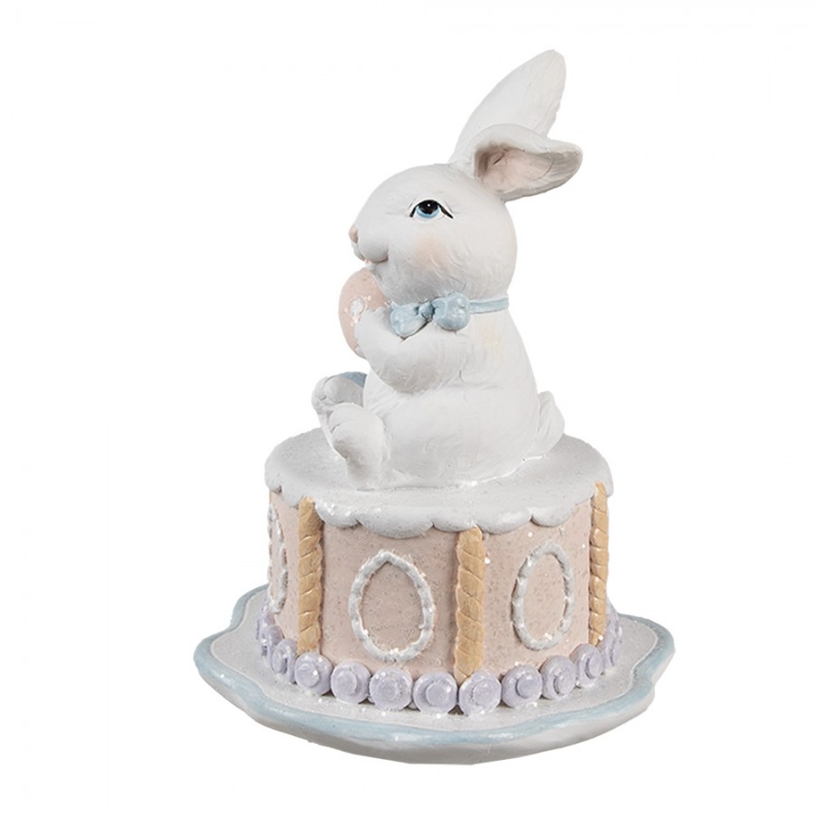 Statuetta decorativa coniglio su torta in resina - H.17x12 cm - Clayre e Eef